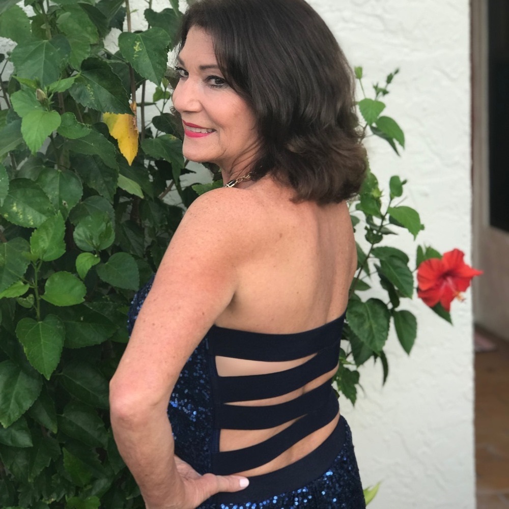 La Femme Navy Sequin Dress beautiful